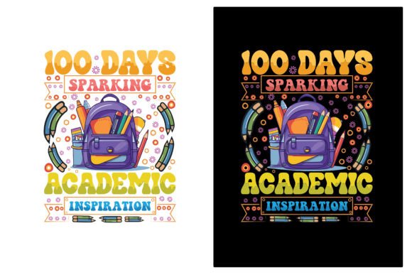 100 Days School Vector: Graphics for T-Shirt Designs