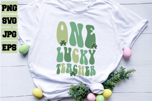 Retro St Patrick's Day One Lucky Teacher Graphics & Illustrations