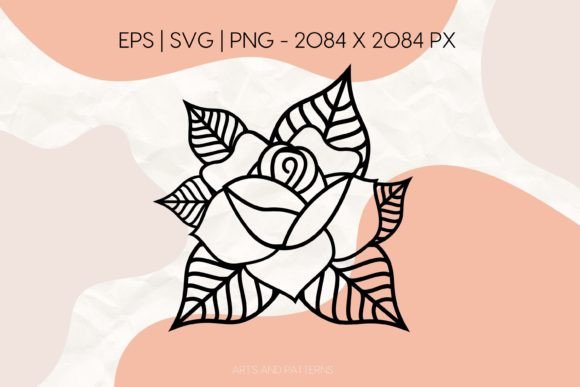 Rose Old School Tattoo Rose SVG PNG Graphics and Illustrations