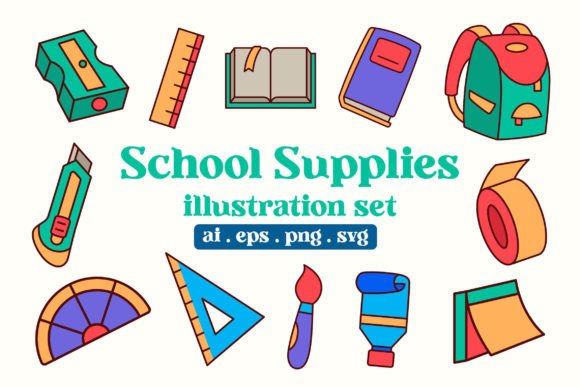 School Supplies Graphics: Cute Decorative Elements