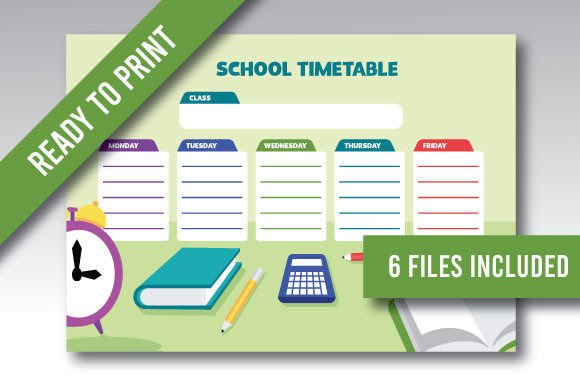 School Timetable Print Template: Graphics for Print Templates